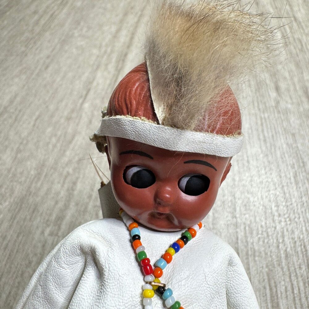 Vintage Carlson Indian Doll Mohawk Brave Leather Outfit 5" Plastic